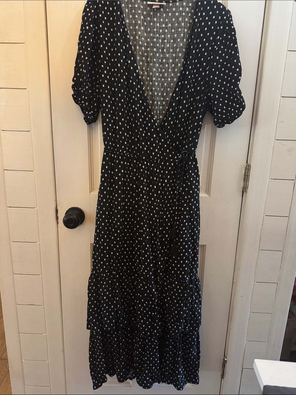 Knox Rose Black Dress with White Dot Print Maxi